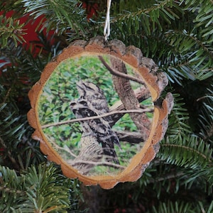 Tawny Frogmouth Rustic Photo Ornament