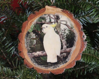 Sulfur-crested Cockatoo Rustic Photo Ornament