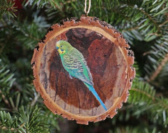 Budgerigar Rustic Photo Ornament