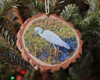 White-faced Heron Rustic Photo Ornament