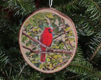 Northern Cardinal Rustic Photo Ornament