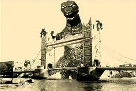 Godzilla Gaia Tower Bridge Monster London Political Nature Etsy Godzilla Gaia Tower Bridge Monster London Political Nature Etsy