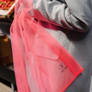 Neon shopping bag. Tulle bag. Reusable bags for buying fruits and vegetables. Products for a zero waste life. Ecofriendly transparent bag image 9