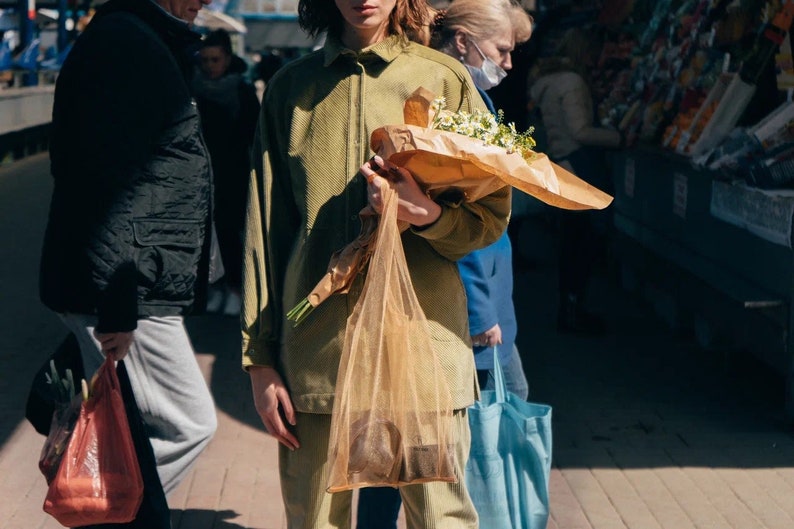 Sand shopper bag. Tulle bag. Transparent bag. Shopping bag. Net bag. Useful bag. Mash bag. Tote Bag. Organza bag. image 6