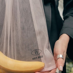Light rose shopper bag. Tulle bag. Transparent bag. Shopping bag. Net bag. Convenient package. Useful bag. Mash bag. Tote Bag. Organza bag. image 4