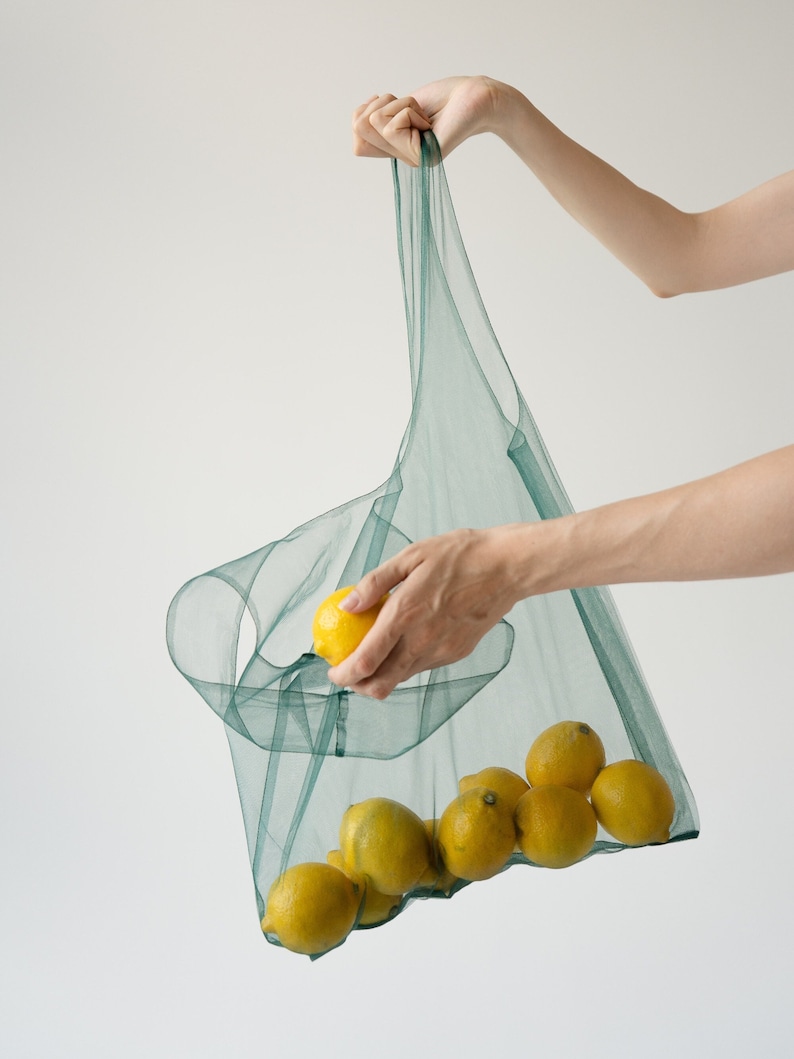 Ecofriendly transparent bag. Shopping bag. Net bag. Useful bag. Mash bag. Tulle bag. Reusable bags for buying fruits and vegetables. Shopper image 1
