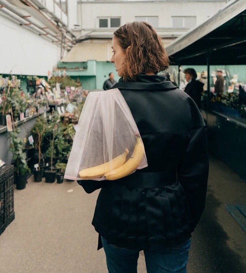 Light rose shopper bag. Tulle bag. Transparent bag. Shopping bag. Net bag. Convenient package. Useful bag. Mash bag. Tote Bag. Organza bag. image 1