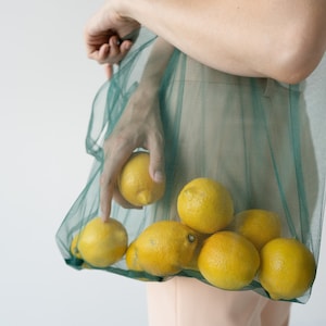 Ecofriendly transparent bag. Shopping bag. Net bag. Useful bag. Mash bag. Tulle bag. Reusable bags for buying fruits and vegetables. Shopper image 2