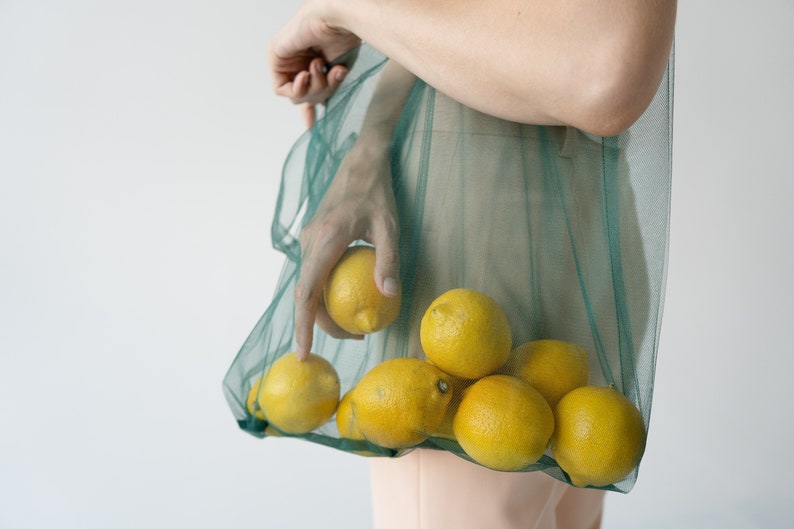 Ecofriendly transparent bag. Shopping bag. Net bag. Useful bag. Mash bag. Tulle bag. Reusable bags for buying fruits and vegetables. Shopper image 2