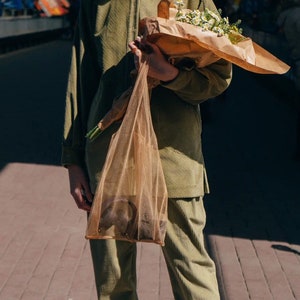 Sand shopper bag. Tulle bag. Transparent bag. Shopping bag. Net bag. Useful bag. Mash bag. Tote Bag. Organza bag. image 2