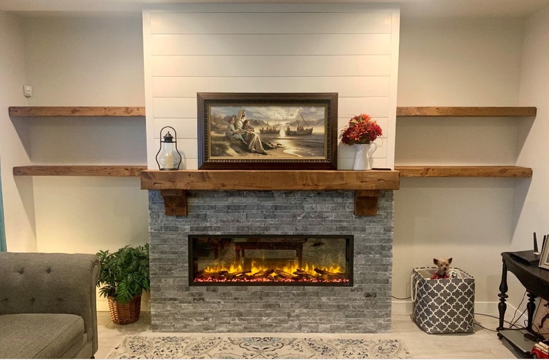 Matte Finished Fireplace Mantel, Fireplace Mantel, Mantel, Mantle, Rustic Mantel, Beam, Wood Mantel, Wall Shelf, Floating Mantel image 2