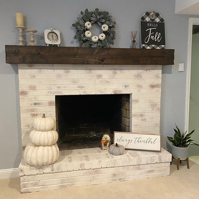 Matte Finished Fireplace Mantel, Fireplace Mantel, Mantel, Mantle, Rustic Mantel, Beam, Wood Mantel, Wall Shelf, Floating Mantel Jacobean