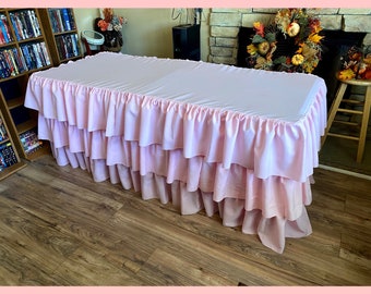 3 layer ruffle table skirt/pink/Ruffles/Candy Table