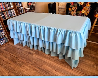 3 layer ruffled table skirt/Blue/Candy Table