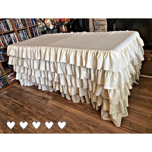 5 layer ruffled table skirt|ivory| Candy Table| cream color|vintage