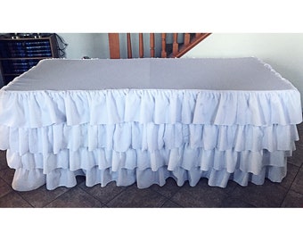 4 Ruffle Table Skirt|White|Ruffles|Candy Table