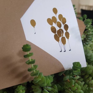 Mieren met heel veel gouden ballonnen | Wenskaart in A7 | Luxe uitvoering met gouden foliedruk | verjaardag | Valentijn | feest