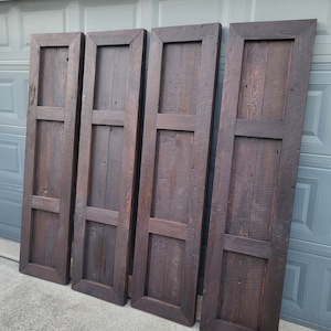 Reclaimed Barn Wood Shutters- Custom Made Exterior Window Shutters- Farmhouse Shutters