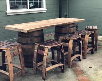 Whiskey Barrel Patio Table Set