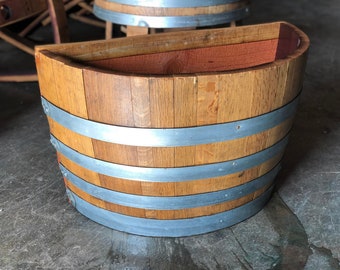 Wine Barrel Redwood Backing Planter