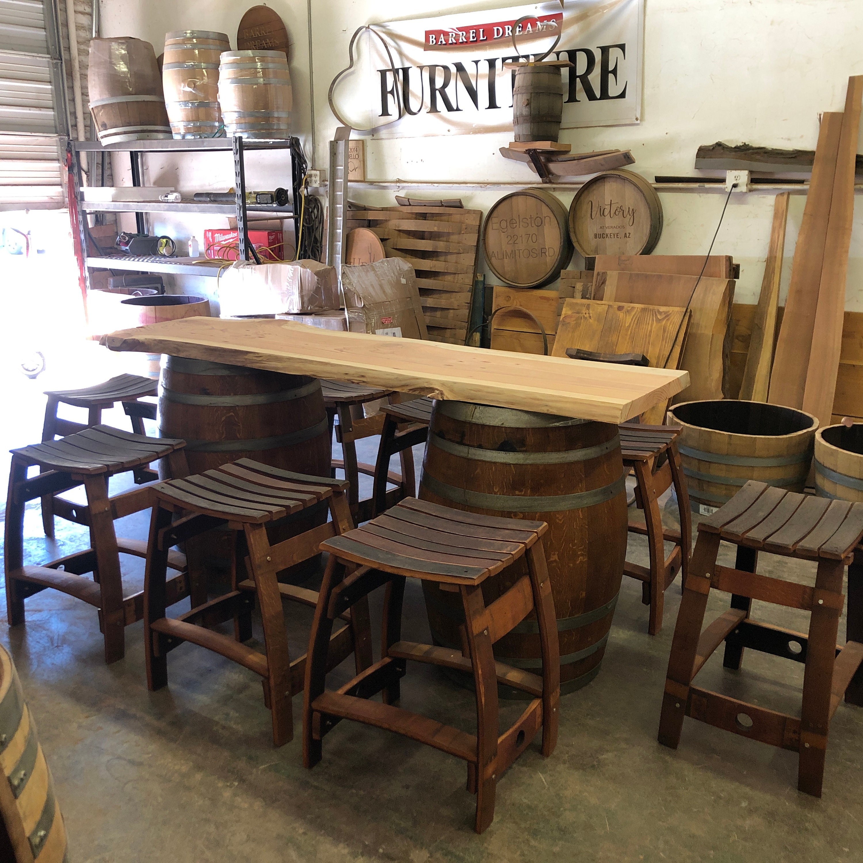 Whiskey Barrel Patio Table Set Etsy UK