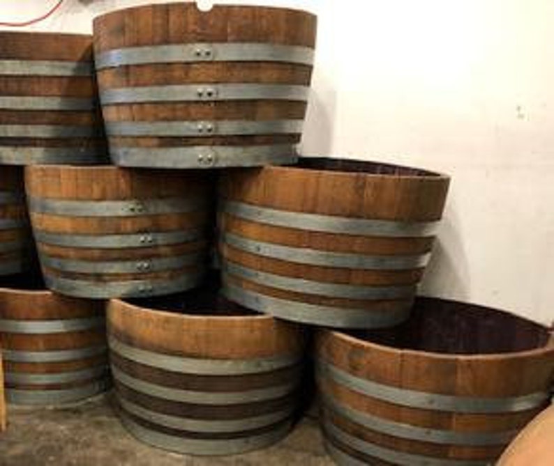 Half Wine Barrel Planter Etsy
