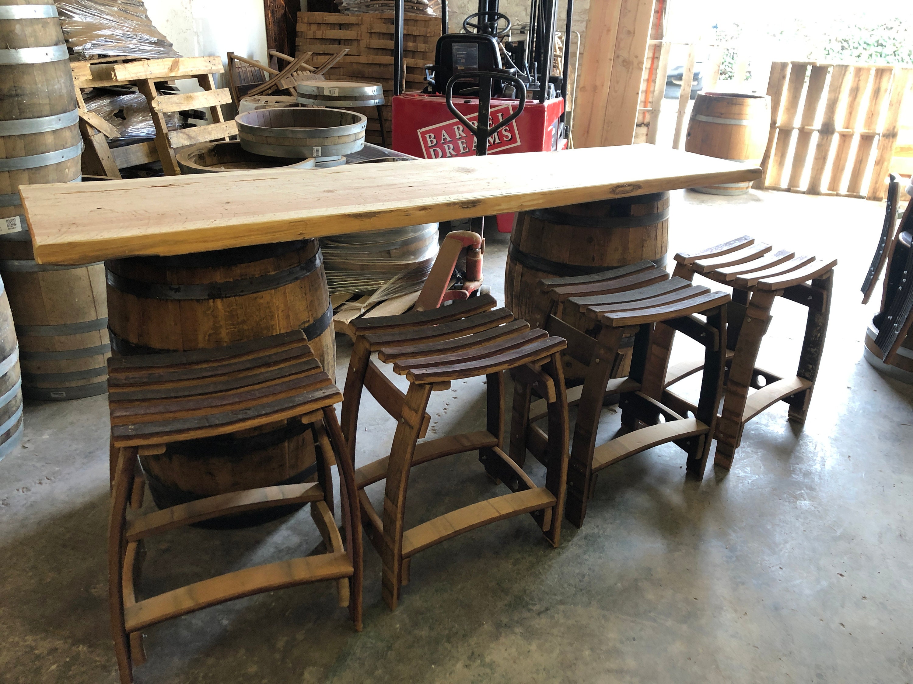 Whiskey Barrel Patio Table Set Etsy