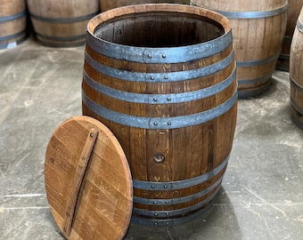 Wine Barrel Trash Can