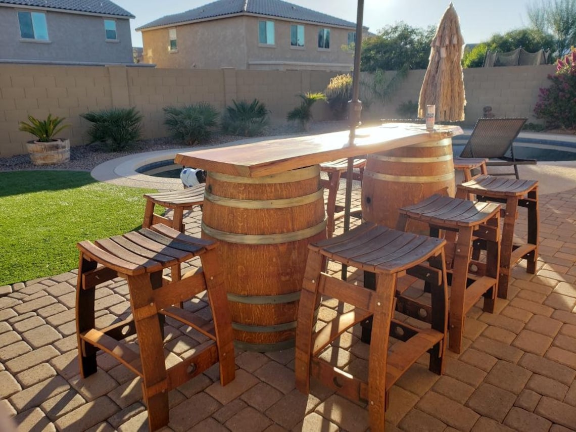 Whiskey Barrel Patio Table Set Etsy