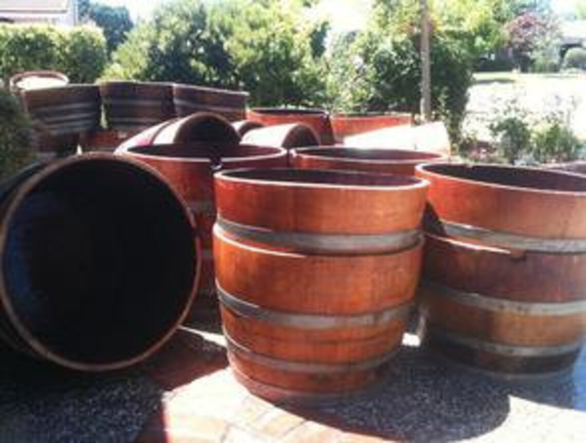 Half Wine Barrel Planter Etsy