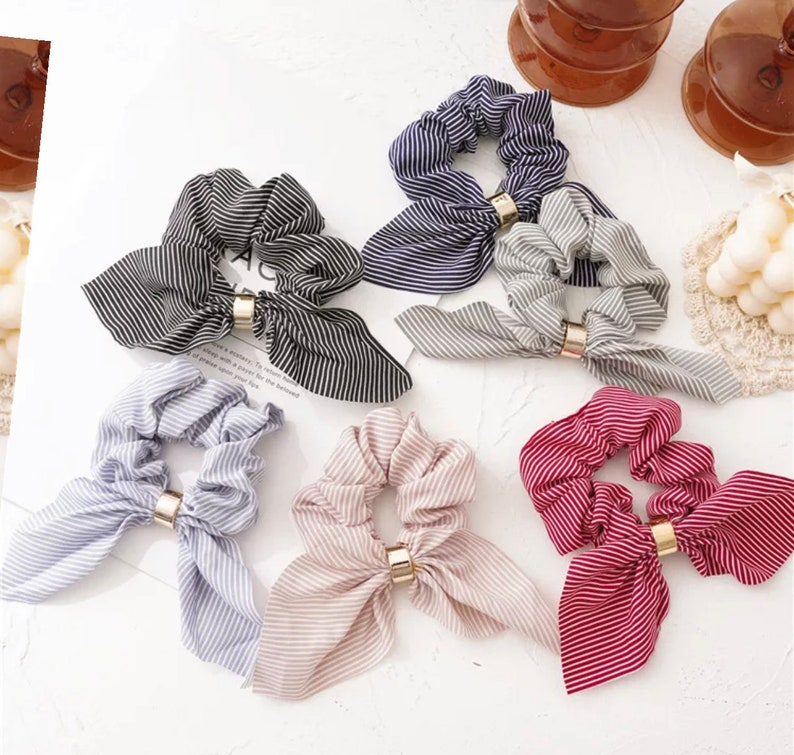 Bunny Ear Hair Scrunchies. Strip Bunny Ear Hair Scrunchies - Etsy