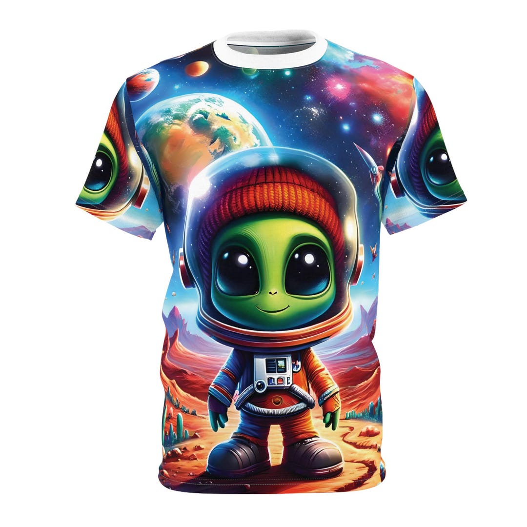 Space Buddy Tee - Alien Astronaut Shirt | Unisex AOP Galaxy Print - Etsy