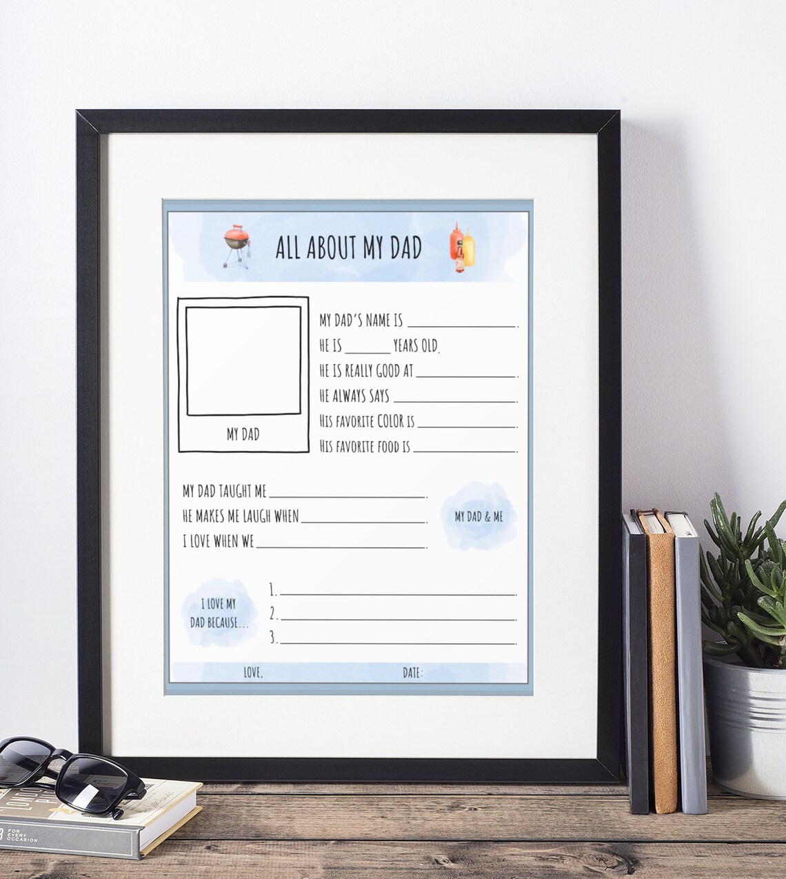 All About My Dad Printable BBQ Questionnaire, Father's Day Gift (PDF ...