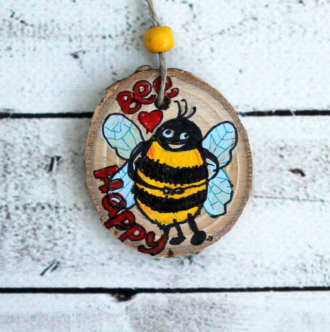 Cottagecore Decor Bee Ornament Wood Slices Ornaments Etsy