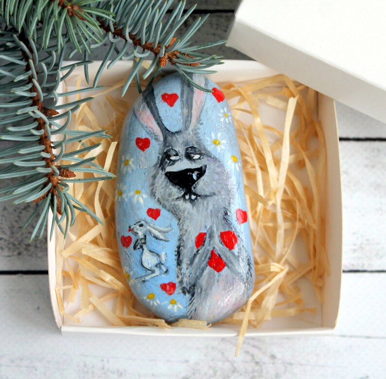 Painted Rocks Bunny Garden Stone Painted Rabbit Some Bunny Etsy