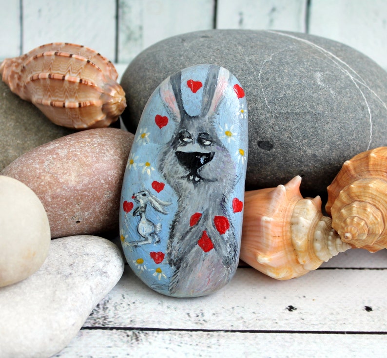 Painted Rocks Bunny Garden Stone Painted Rabbit Some Bunny Etsy
