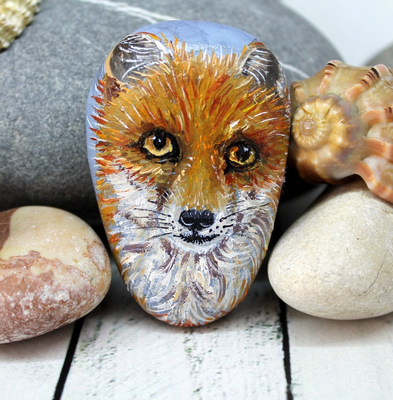 Bemalte Felsen Fuchs Garten Steine foxy Dekor Cottagecore