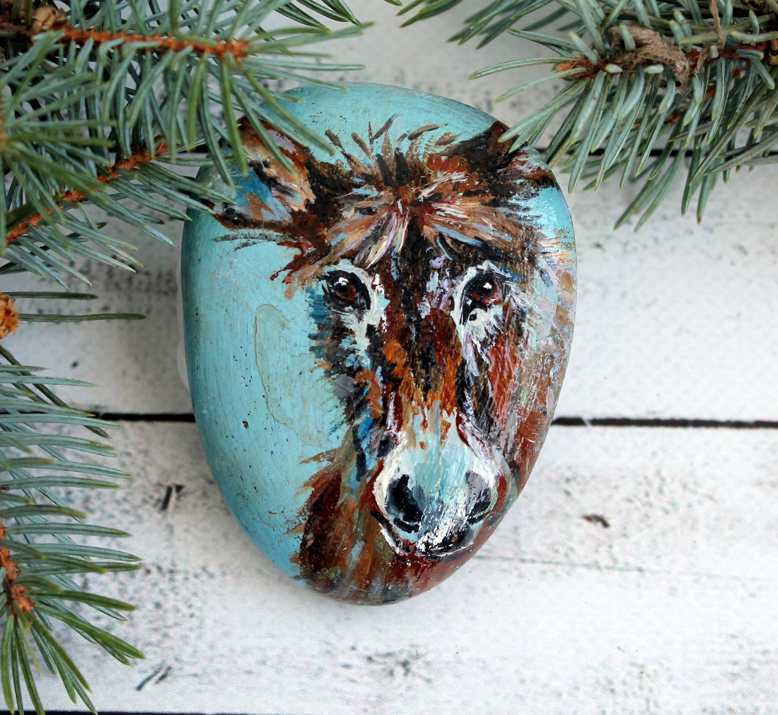 Painted rocks donkey Painting christmas donkey gifts Garden Etsy