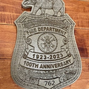 LA County Fire,2 LA county fire department, centennial badge, Fire badge, Fireman sign / Wood Sign / retirement gift, Personalized