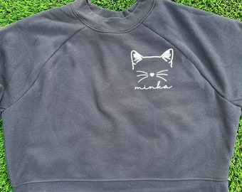 Custom Cat Name Sweatshirt - Personalized Cat Mom Crewneck