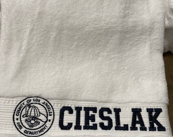 Los Angeles County Fire Department Embroidered Towel, Personalized Gift