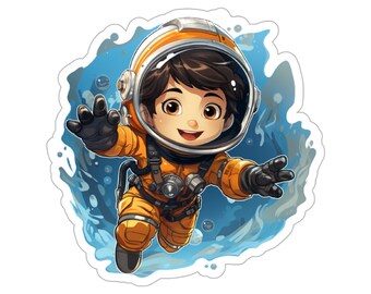 Pegatina de vinilo de dibujos animados Aquanaut