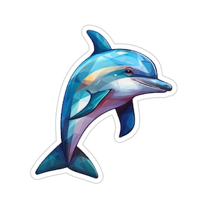 Geometric Dolphin Sticker | Ocean Animal Decal, Marine Life Laptop Sticker, Cute Dolphin Vinyl Art, Beach Lover Gift Idea