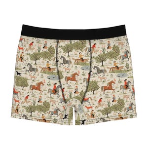 Calzoncillos bóxer con estampado integral de caballos inspirados en Randolph Caldecott