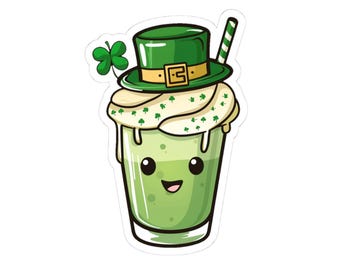 St. Patrick's Day Milkshake Sticker: Shamrock Leprechaun Hat