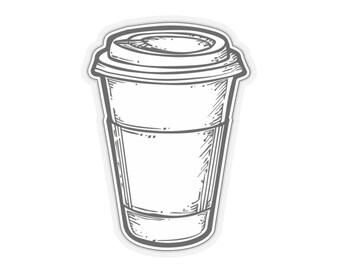 Pegatina de taza de café dibujada a mano: ideal para los amantes del café