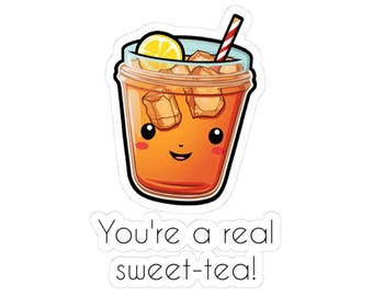Pegatina de juego de palabras con té dulce, calcomanía de vinilo de té helado kawaii