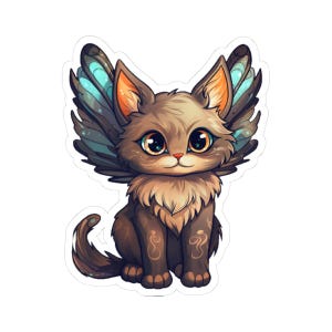 Fairy Cat Vinyl Sticker: Whimsical Laptop Decal