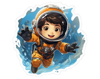 Aquanaut Kid Sticker: Underwater Explorer Vinyl Decal - Glossy or Matte