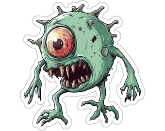 Creepy Cyclops Monster Sticker - Spooky Cartoon-Inspired Decal for Laptops, Water Bottles, and More